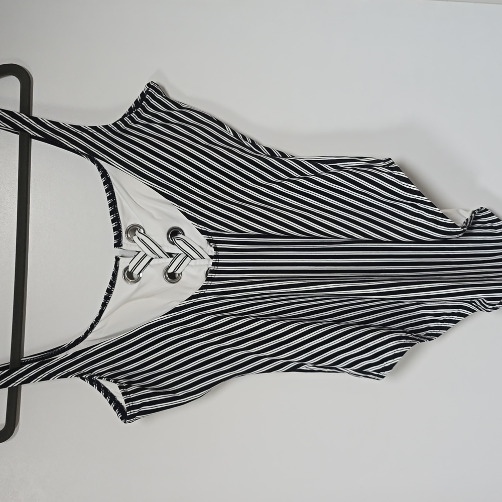 MICHAEL Michael Kors Black and White Striped One Piece - Picture 3 of 8
